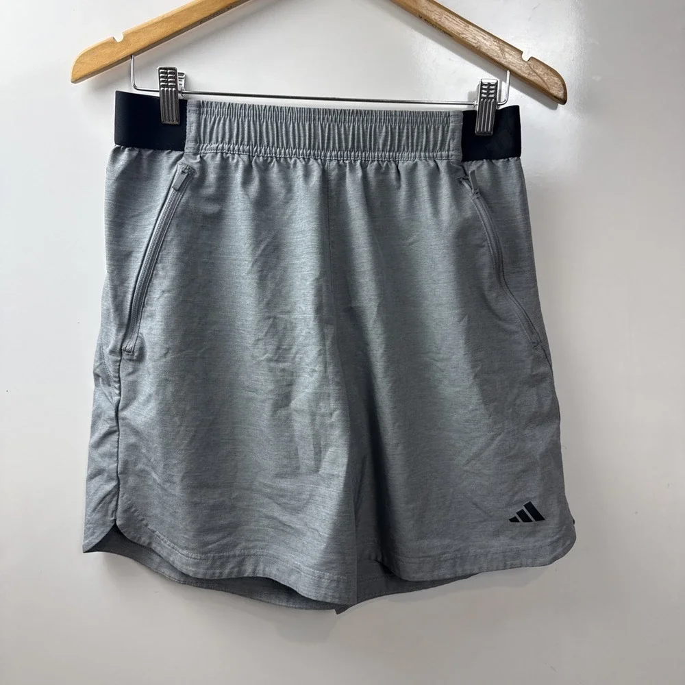 Adidas Gray Athletic Shorts with Black Waistband, Size Medium Gym Shorts Workout